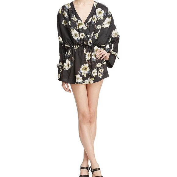 Free People Tuscan Dreams Black Floral Tunic Dress - Picture 4 of 14